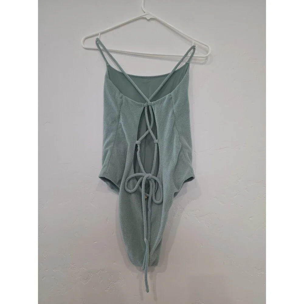 Victoria's Secret Seasalt Green Essential Terry Strappy Back Scoop One-Piece...
